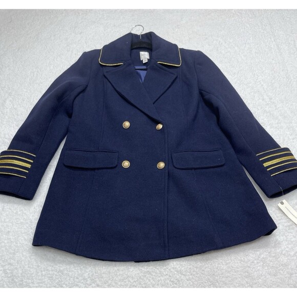Anthropologie Maeve Peacoat Military Women Blue Jacket Preppy Retro Medium NWT - Picture 2 of 12